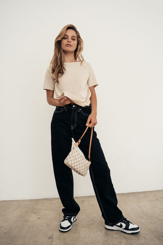 Basic Organic Cotton Tee - Black & Sand