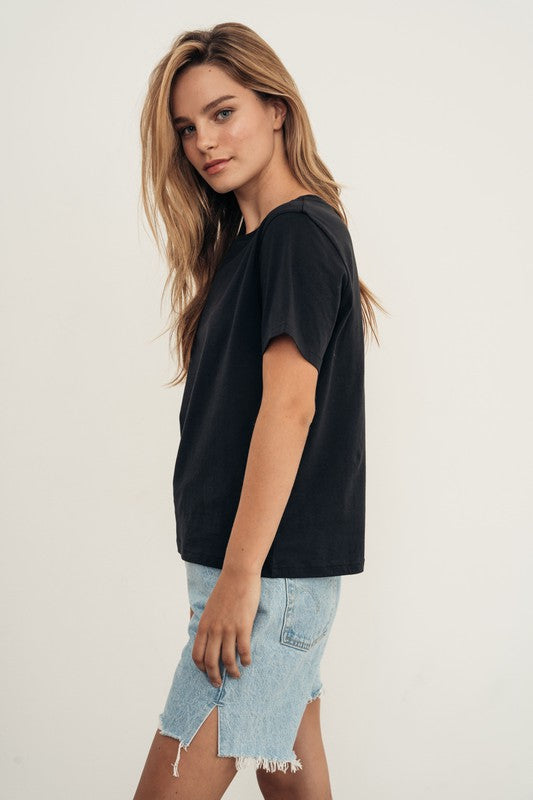 Basic Organic Cotton Tee - Black & Sand