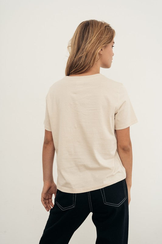 Basic Organic Cotton Tee - Black & Sand