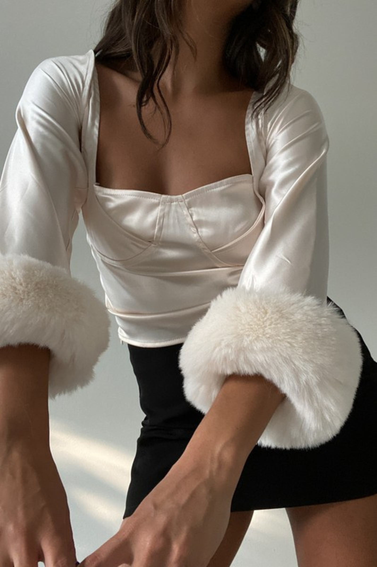 Faux Fur Satin Bolero