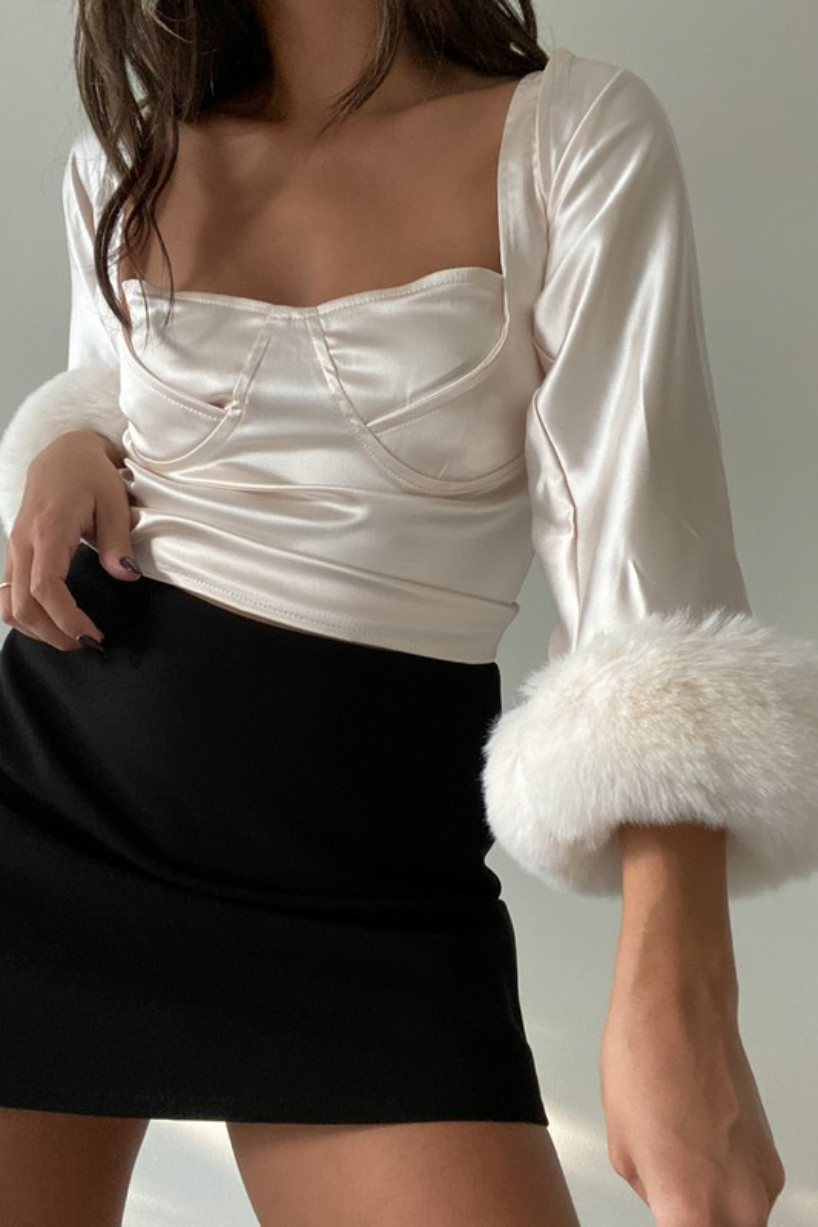 Faux Fur Satin Bolero