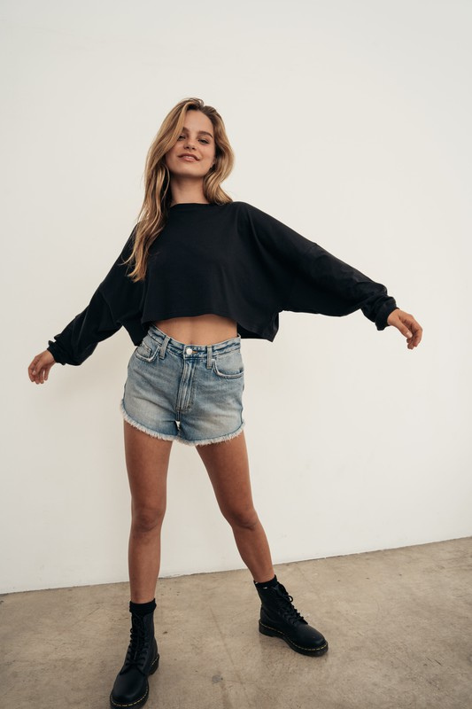 Organic Balloon Sleeve Crop
