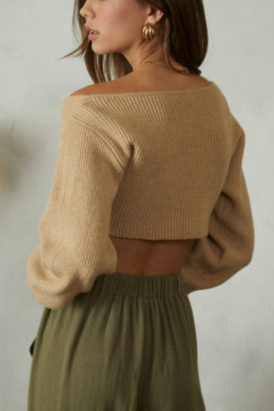 Val Twisted Knit Crop Sweater