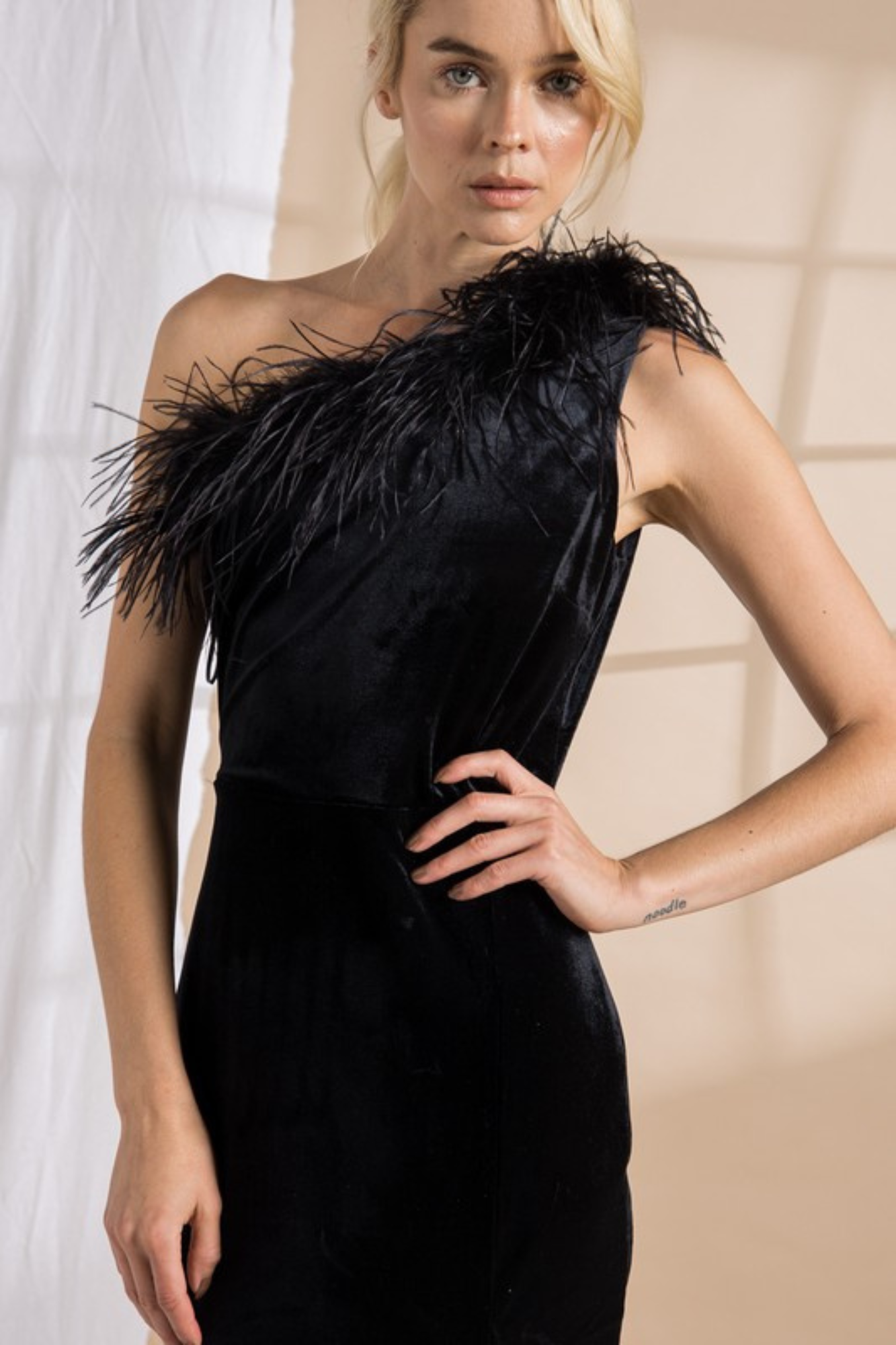Naomi Flirty Feather Dress