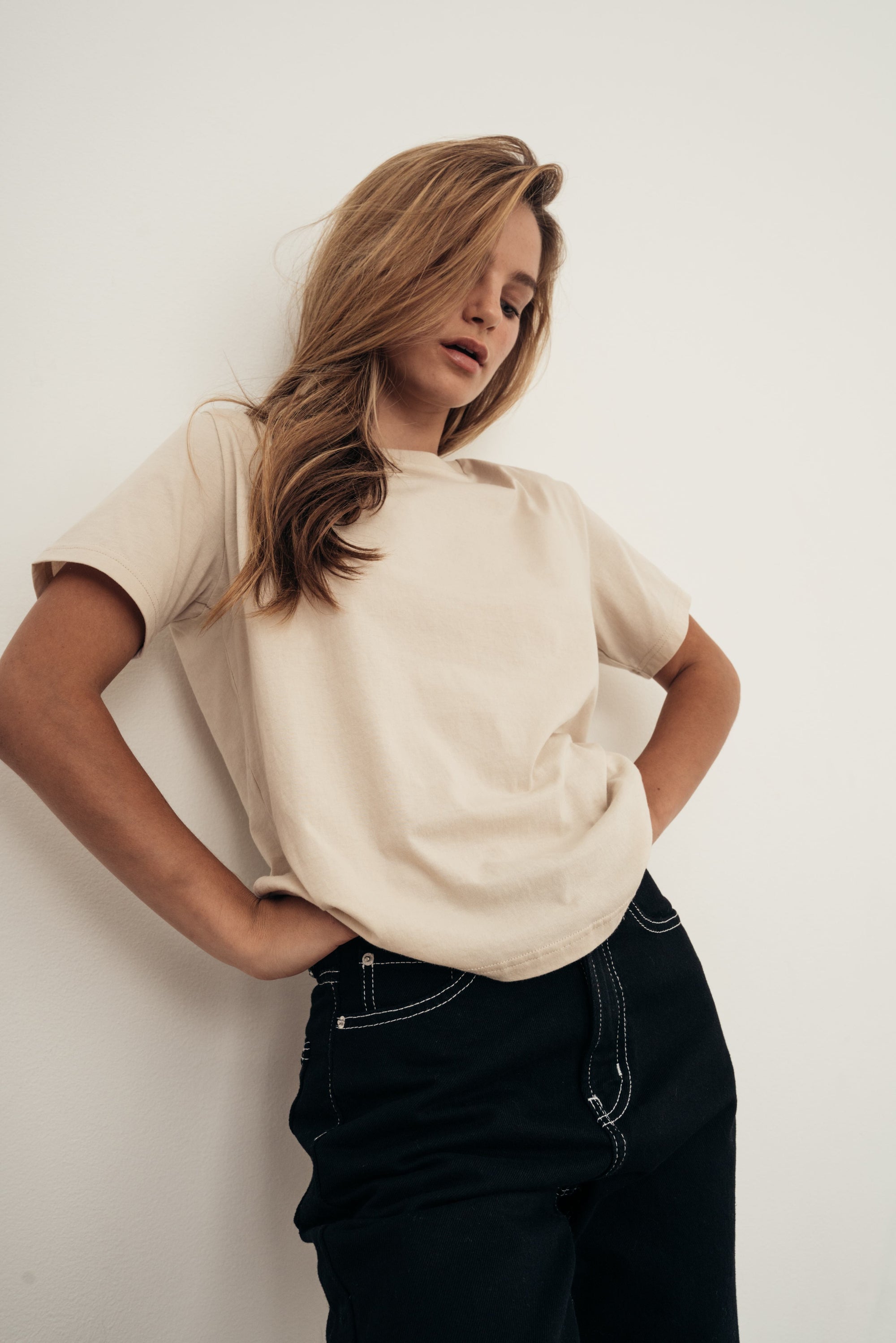 Basic Organic Cotton Tee - Black & Sand