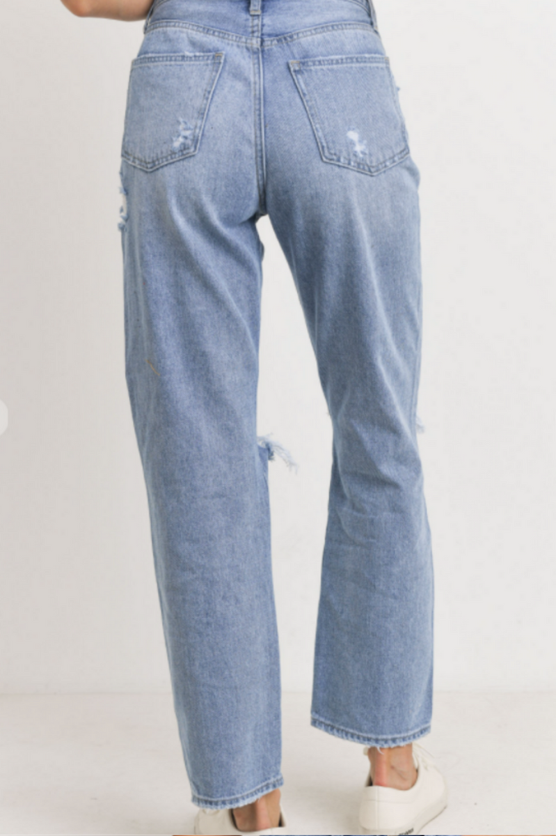 Nelly High-Rise Distressed Jeans